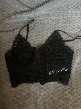Free People Black Crochet Lace Bralette